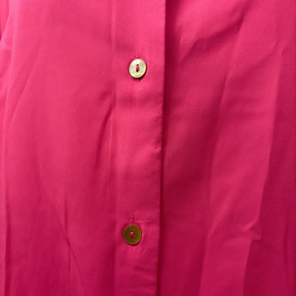 Gretchen Scott‎ Bright Hot Pink Button Down Shirt Ruffle Sleeve (Large) - Picture 3 of 8